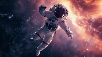 Fototapeta na wymiar Astronaut spaceman do spacewalk while working for space station