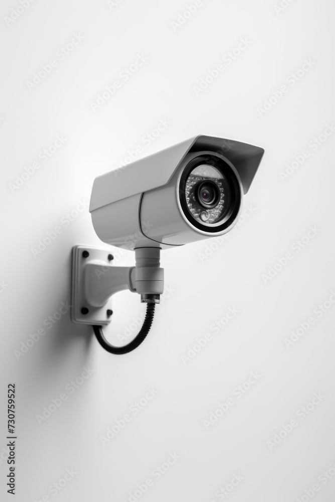 Poster a security camera mounted on the side of a wall. suitable for surveillance and monitoring purposes