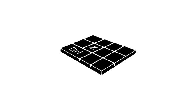 Ctrl Z key sign, black isolated silhouette