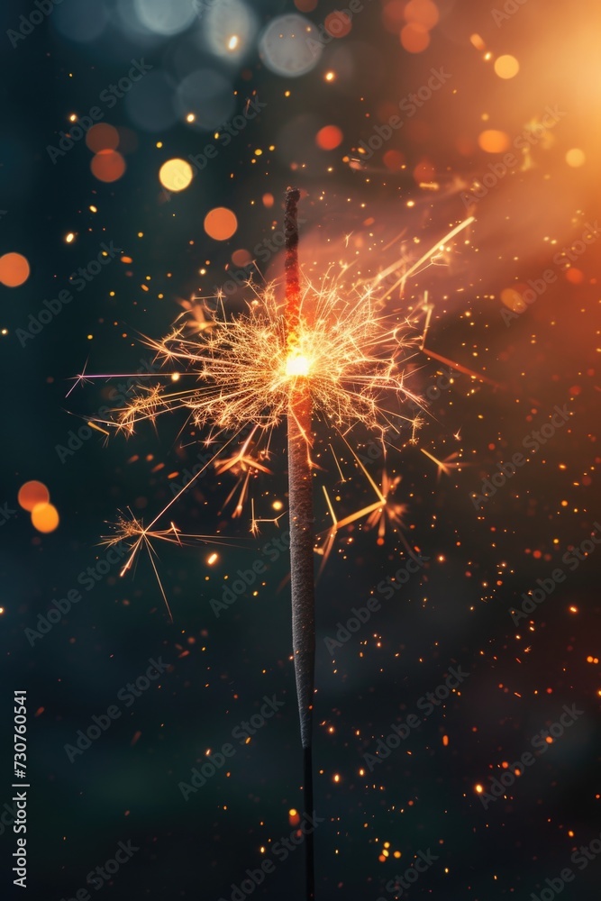 Aufkleber A sparkler shines brightly in the darkness, creating a mesmerizing display of light. Perfect for celebrations and adding a touch of magic to any event