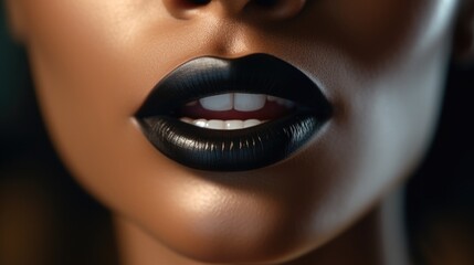 Woman's lips with black lipstick. Can be used for beauty or fashion themes