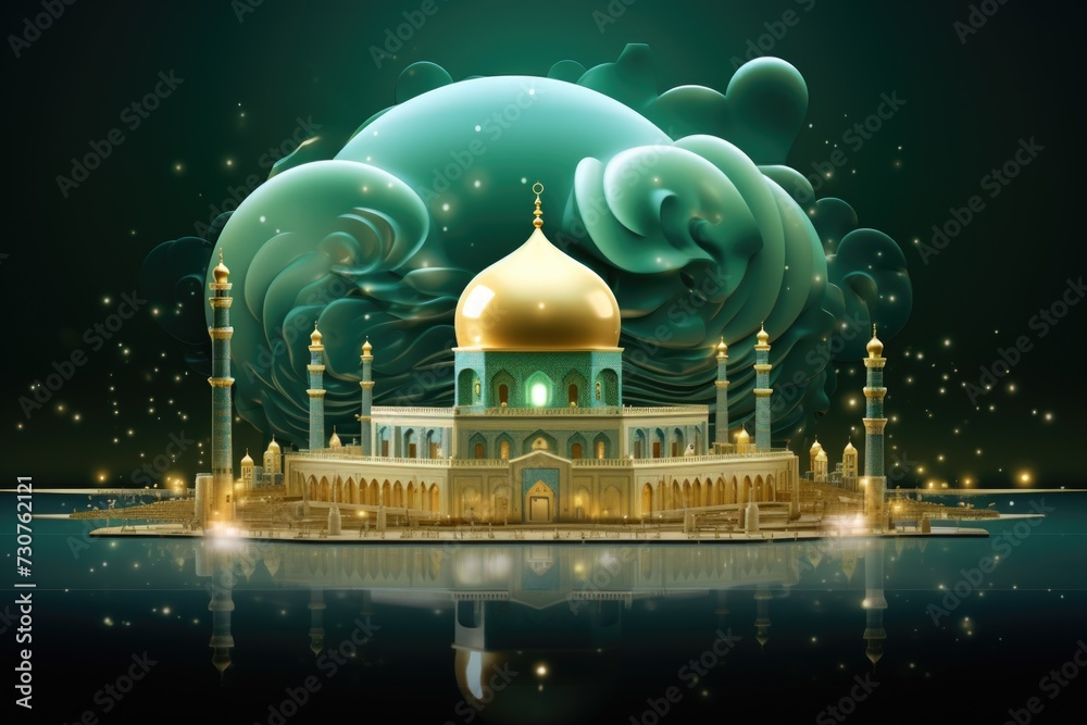 Poster a picture of a large building with a dome on top, situated next to a body of water. perfect for arch