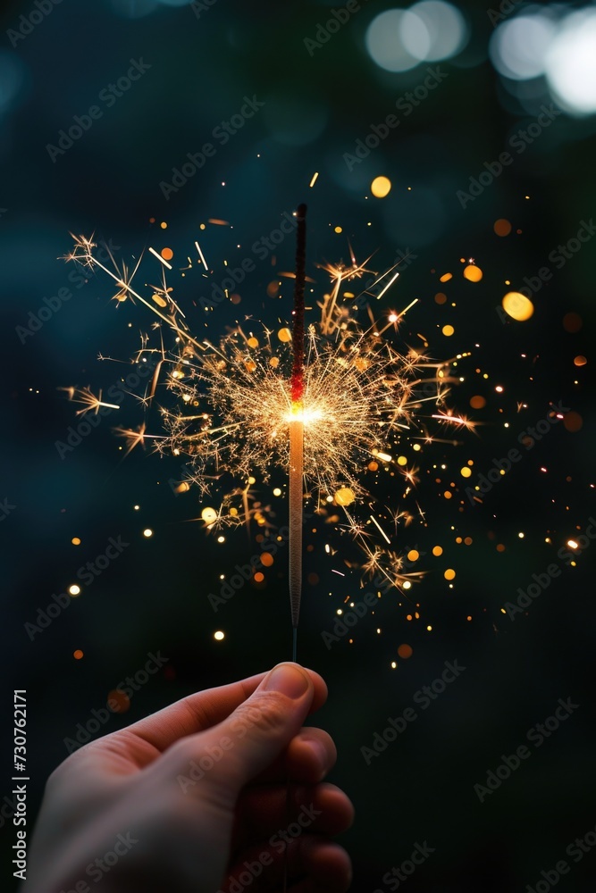 Aufkleber a person holding a sparkler in their hand. perfect for celebrating special occasions and adding a to