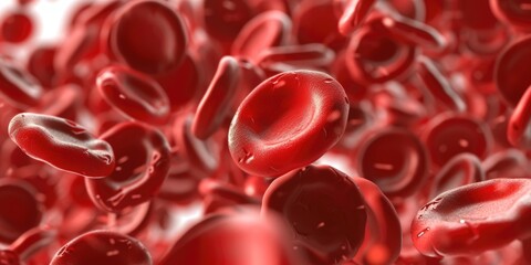 A captivating image capturing a bunch of red blood cells suspended in the air. Perfect for medical presentations and educational materials