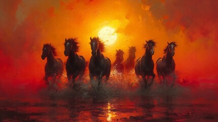 The seven horses sunrise painting, according to Vastu Shastra