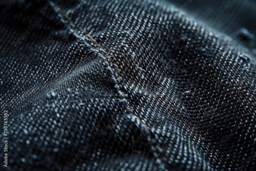 Poster a detailed close-up shot of a piece of denim fabric. versatile and stylish, this image can be used i