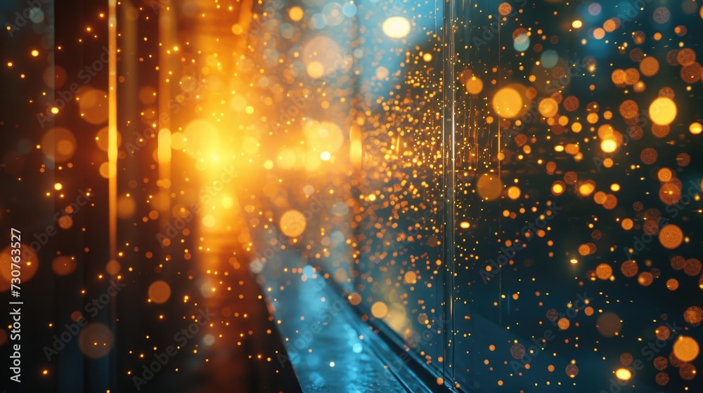 Aufkleber blurry photo of raindrops on a window. can be used to depict a rainy day or to create a soft, dreamy