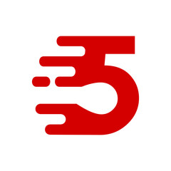 Fast number 5 design template illustration