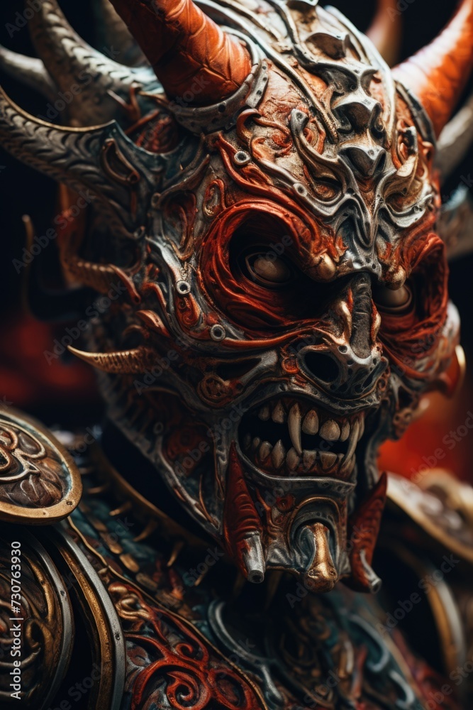 Aufkleber a detailed close-up of a menacing demon statue. perfect for adding an eerie and supernatural touch t