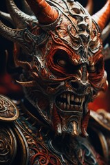Fototapeta premium A detailed close-up of a menacing demon statue. Perfect for adding an eerie and supernatural touch to your projects