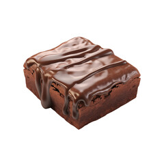 3d chocolate brownie isolated on transparent background, png