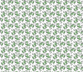 Floral gray and green ornament. Seamless abstract classic background with flowers. Pattern with repeating floral elements. Ornament for wallpaper and packaging