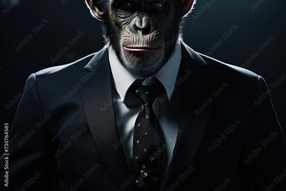 Aufkleber a monkey dressed in a formal suit and tie. suitable for business or humor-related projects