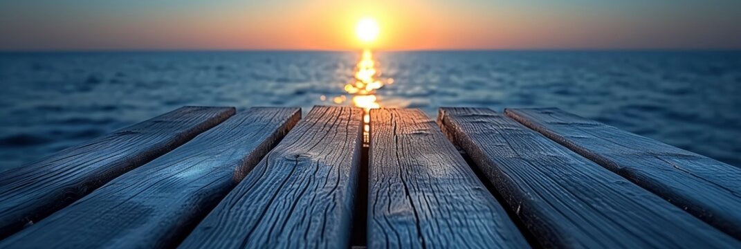 Blur Cool Sea Background Wood Floor, Background Banner HD