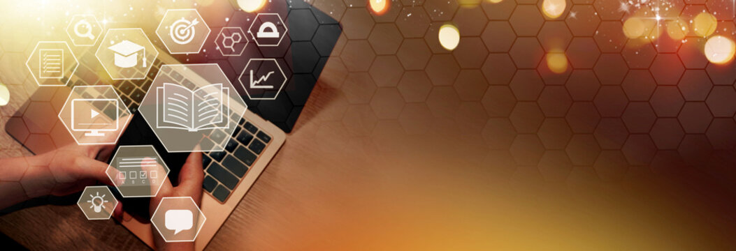  E-learning, education, online exam concept.Choose correct answer. Education internet online digital technology concept