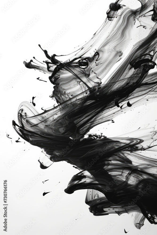 Aufkleber Abstract black and white photo of ink dissolving in water. Suitable for artistic projects and graphic designs