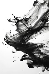 Abstract black and white photo of ink dissolving in water. Suitable for artistic projects and graphic designs