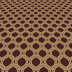 Modern brown and golden pattern. Geometric abstract texture. Graphic geometric background with perspective pattern