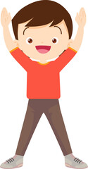 cute boy exercise actions to move the body healthy
