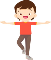 cute boy exercise actions to move the body healthy