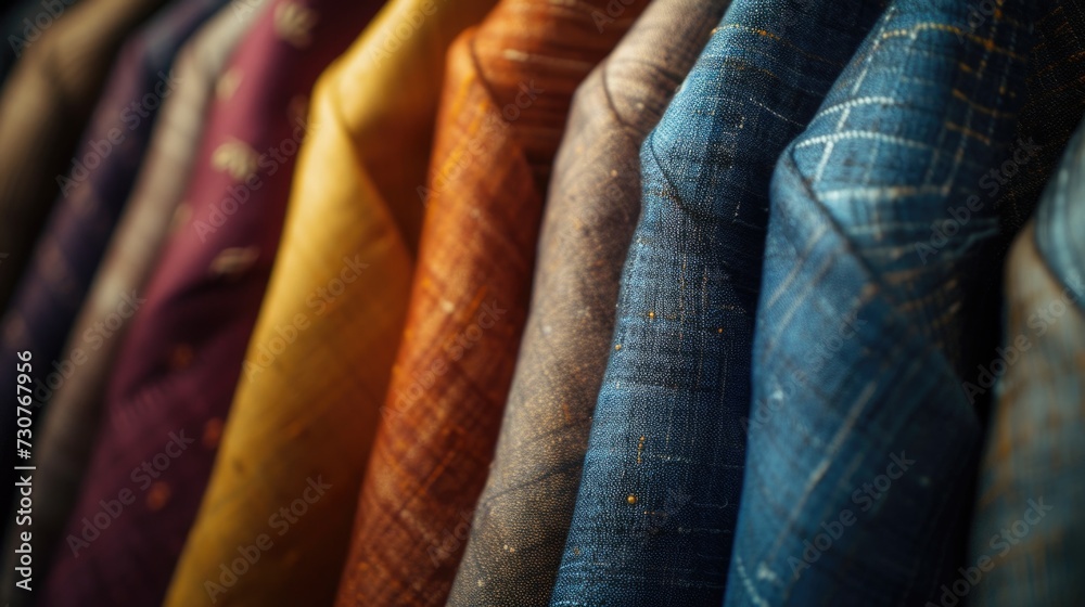 Aufkleber a collection of various colored ties neatly displayed on a rack. perfect for fashion or business-rel