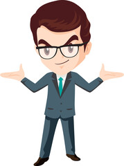 smart business man with glasses character