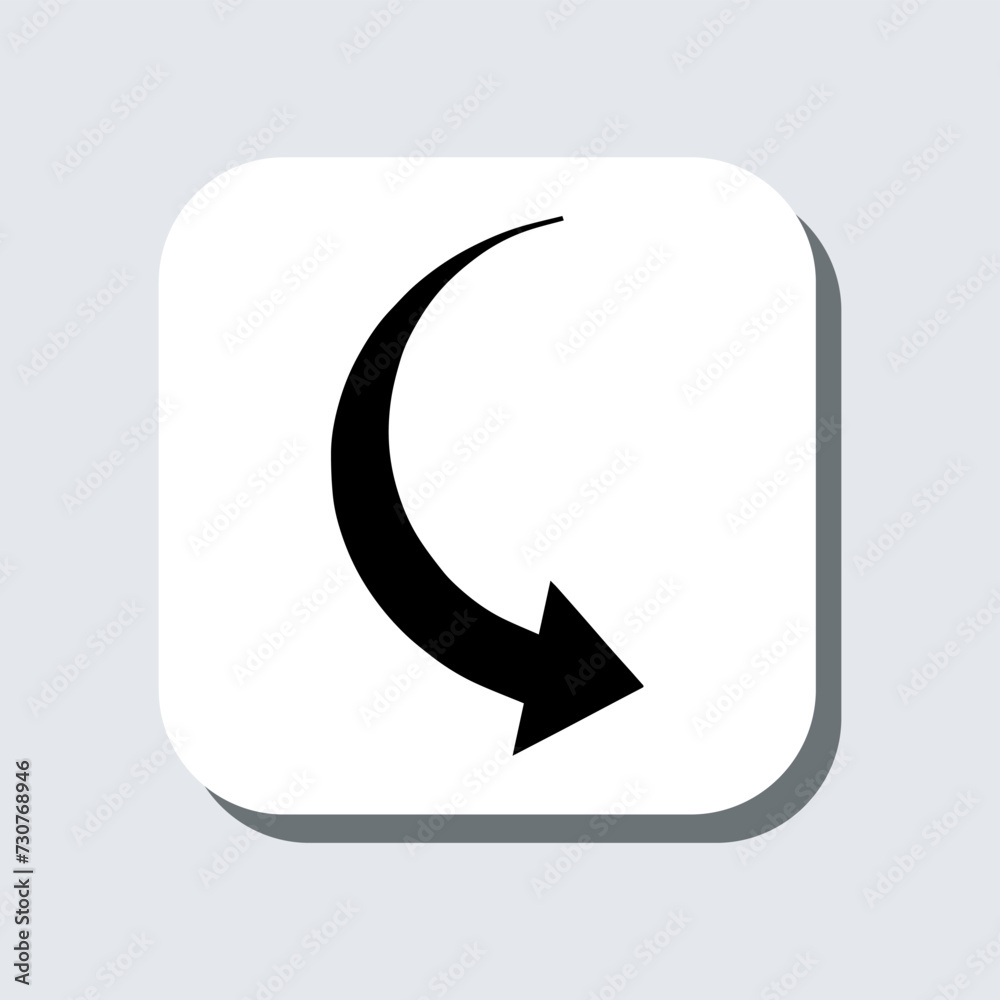 Poster curved arrow icon vector. arrow pointer sign symbol in trendy flat style. arrow right vector icon il