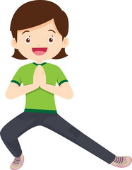 young woman exercise actions body healthy