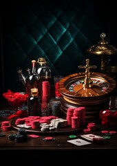 Fototapeta na wymiar Player table for casino. Gambling. Generative AI.