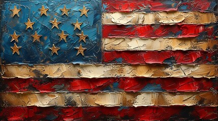 Red, White, and Blue: A Patriotic Painting for the Month of July Generative AI - obrazy, fototapety, plakaty