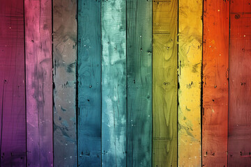 Grunge colorful wood planks background in rainbow colors, vintage style. High details, hd quality