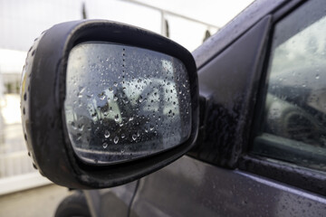 Car rearview mirror with rain