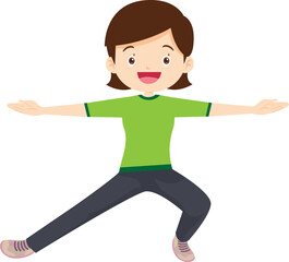 young woman exercise actions body healthy