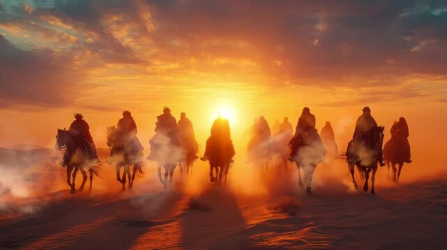 A special visual collection about the glory of the Ottoman cavalry in the battlefield amidst the beauty of the desert, looping video