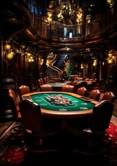 Fototapeta na wymiar A player's table in a luxury casino. Generative AI.