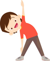 cute boy exercise actions to move the body healthy © watcartoon