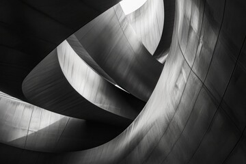 Creative and sophisticated, this abstract art piece showcases the smooth texture of urban design.., black and white background - obrazy, fototapety, plakaty
