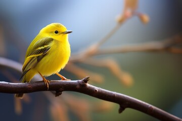 Fototapeta premium a small yellow bird perched on a branch
