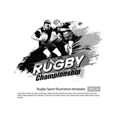 Rugby players, group of isolated vector illustration silhouettes. Ink drawings.