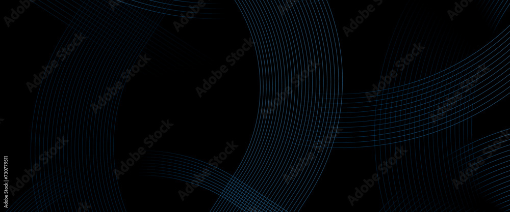 Wall mural vector blue and black geometric abstract background overlap layer on bright space with circles effec