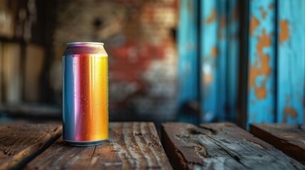 A multicolored beer can. Generative Ai.