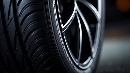 black tire close up. drive safely concept