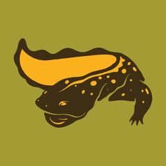 Chinese giant salamander, Hellbender icon, Salamander vector design illustration