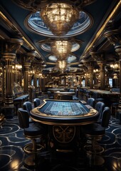 A player's table in a luxury casino. Generative AI.