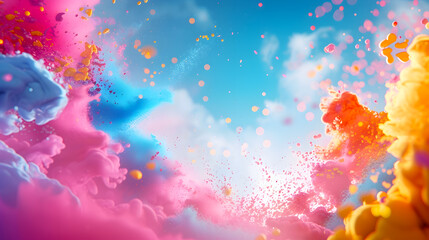 Colorful background with colored clouds in the sky - Format 16:9