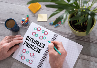 Business process concept on a notepad