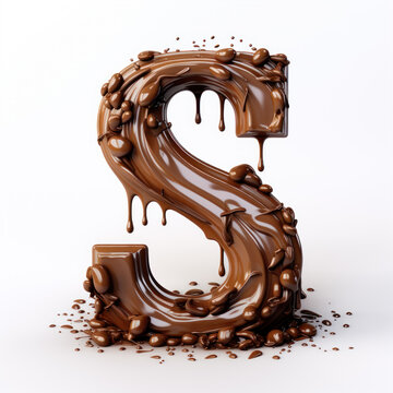 English letters A-Z, three-dimensional style, cocoa-coated style