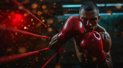 Training Montage: Create a montage of images showcasing various aspects of a boxer's training regimen, from cardio to strength training. ,[boxing - obrazy, fototapety, plakaty
