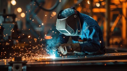 Skilled Welder at Work in Industrial Environment