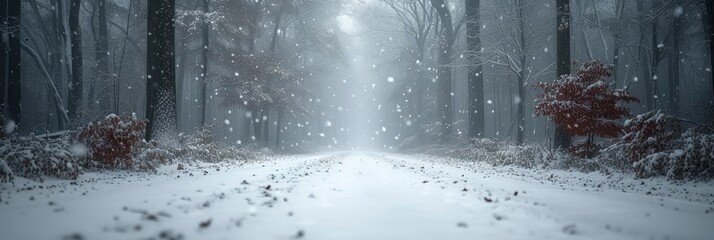 Winter Snow Covered Forest Steadicam Shot, Background Banner HD